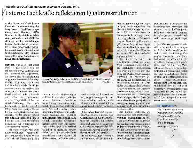 Vorschauseite 1: Integriertes Qualitätsmanagementsystem Demenz, Teil 4 Externe Fachkräfte reflektieren QualitätsStrukturen