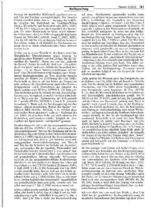 Vorschauseite 4: Aufhebung des Gesamtstrafenausspruchs hinsichtlich Verurteilung wegen Inverkehrbringens von Arzneimitteln zu Dopingzwecken im Sport StPO $$ 349 II, IV