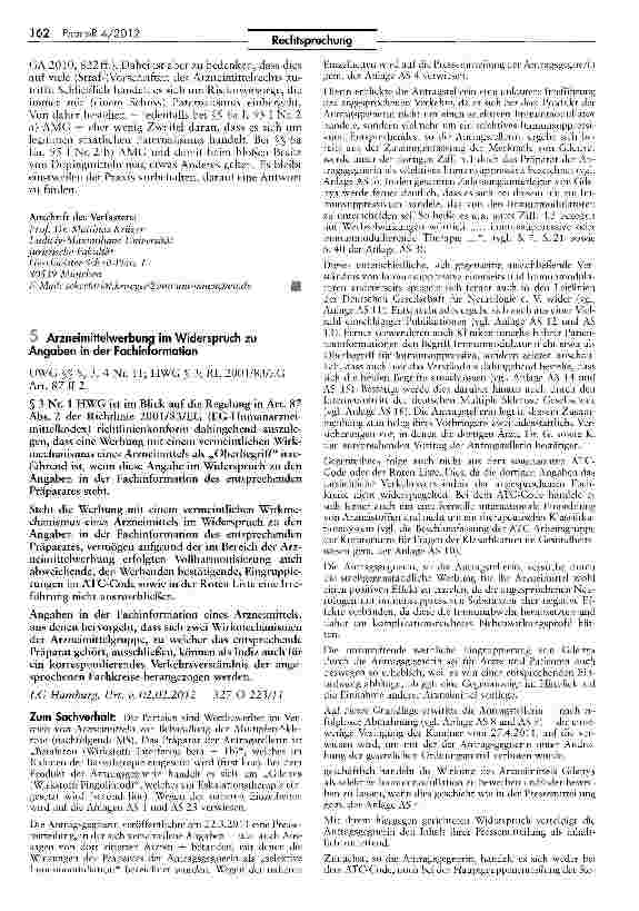 Vorschauseite 5: Aufhebung des Gesamtstrafenausspruchs hinsichtlich Verurteilung wegen Inverkehrbringens von Arzneimitteln zu Dopingzwecken im Sport StPO $$ 349 II, IV