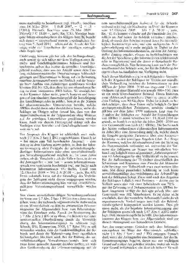 Vorschauseite 5: Kassenärztliche Vereinigung muss Anwendungsbeobachtungen für Arzneimittel teilweise publik machen