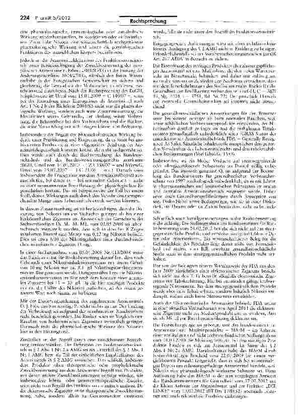 Vorschauseite 2: Abgrenzung Arzneimittel/Genussmittel (E-Zigarette)