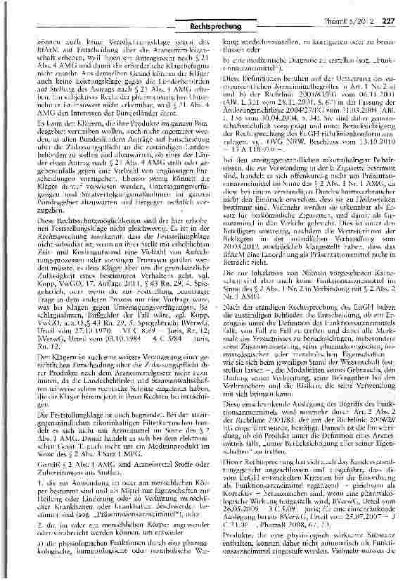 Vorschauseite 5: Abgrenzung Arzneimittel/Genussmittel (E-Zigarette)