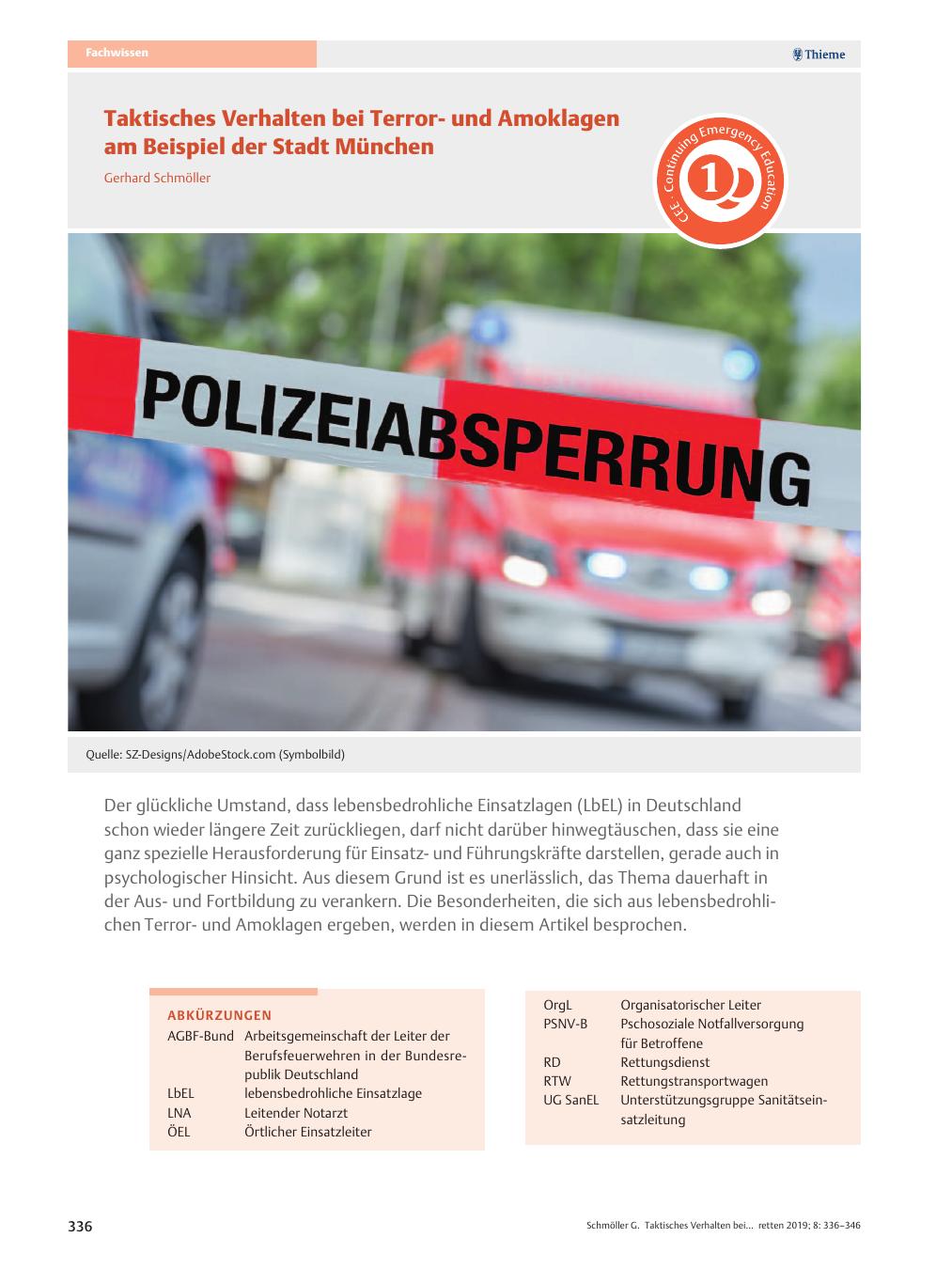 Vorschauseite 1: Taktisches Verhalten bei Terrorund Amoklagen am Beispiel der Stadt München