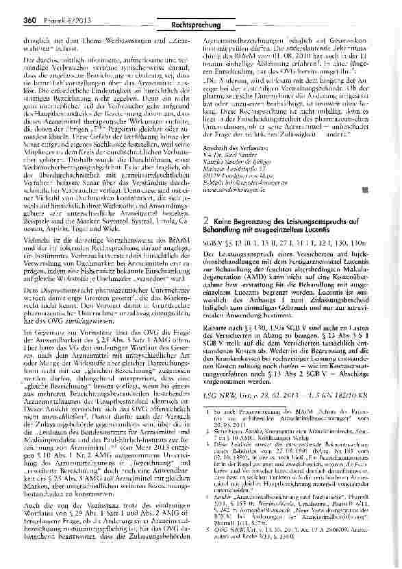 Vorschauseite 5: Zur Zulässigkeit von Dachmarken bei OTC-Arzneimitteln AMG $8 I Nr. 2 Satz 1