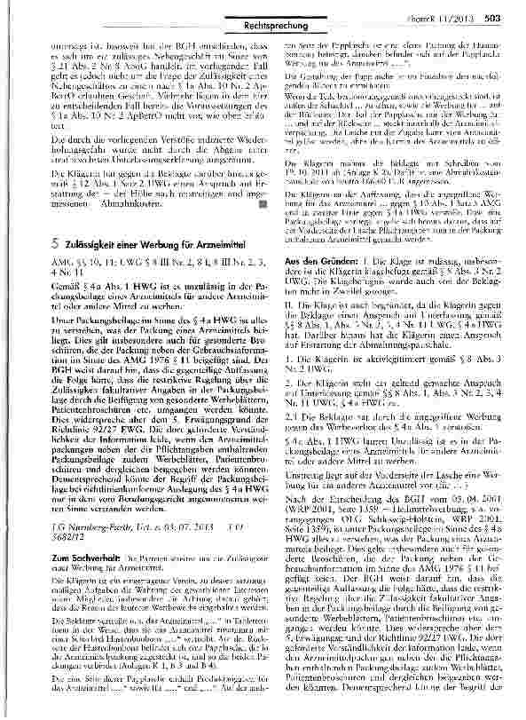 Vorschauseite 3: Kühltaschen und Feuerzeuge sind kein Apothekensortiment ApBetrO § laXNr.2