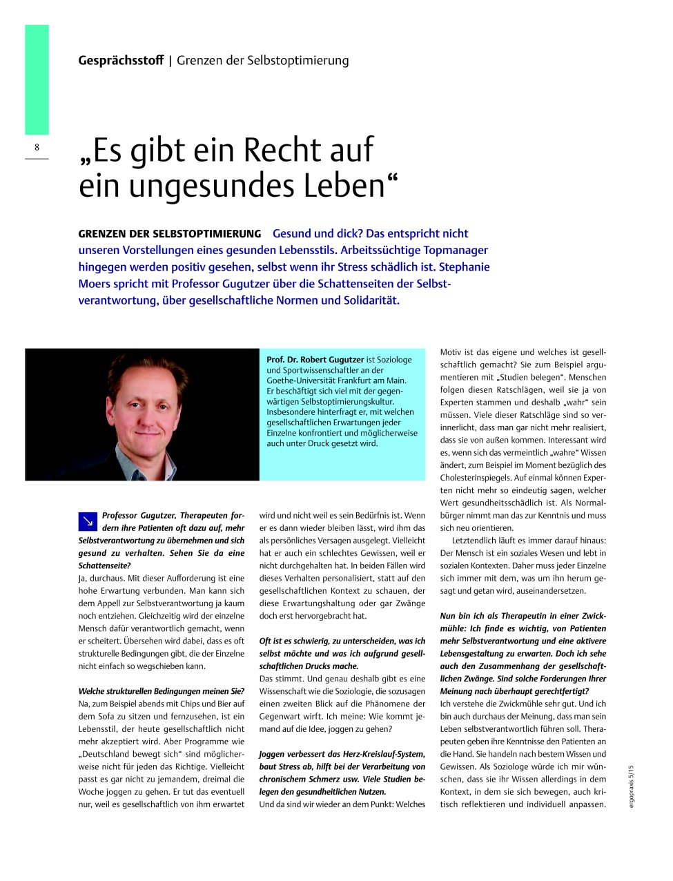 Vorschauseite 1: „Es gibt ein Recht auf ein ungesundes Leben“ – Grenzen der Selbstoptimierung