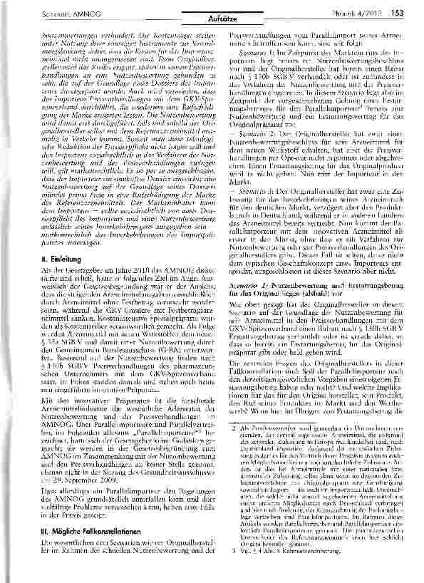 Vorschauseite 2: Schnelle Nutzenbewertung und Preisverhandlungen nach dem AMNOG -Gefahren für Originalhersteller durch den Parallelimport