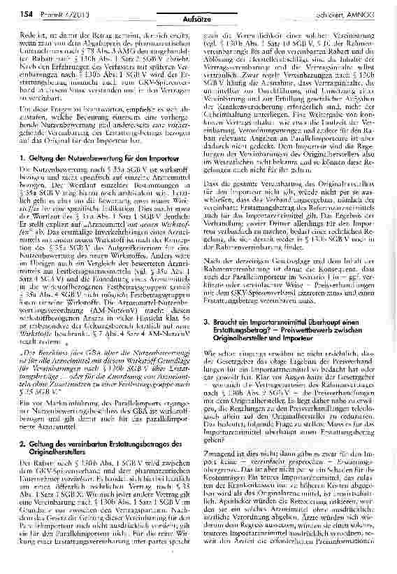 Vorschauseite 3: Schnelle Nutzenbewertung und Preisverhandlungen nach dem AMNOG -Gefahren für Originalhersteller durch den Parallelimport