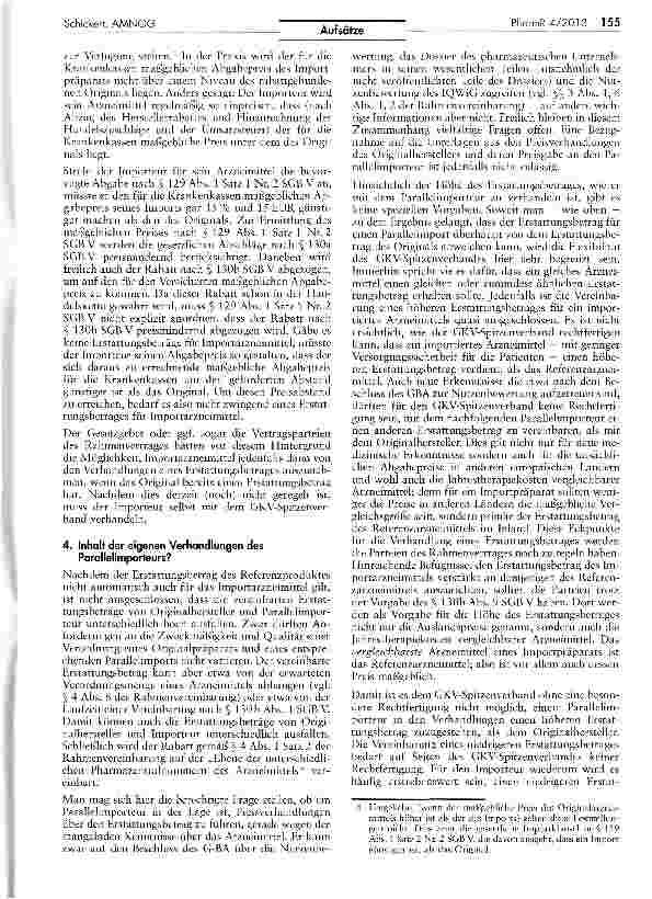 Vorschauseite 4: Schnelle Nutzenbewertung und Preisverhandlungen nach dem AMNOG -Gefahren für Originalhersteller durch den Parallelimport