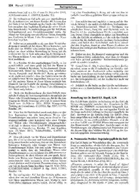 Vorschauseite 4: Verwechslungsgefahr zwischen den Arzneimittelmarken ZEBEXIR und ZEBINIX VO (HG) Nr. 207/2009 - Art. 8 I b