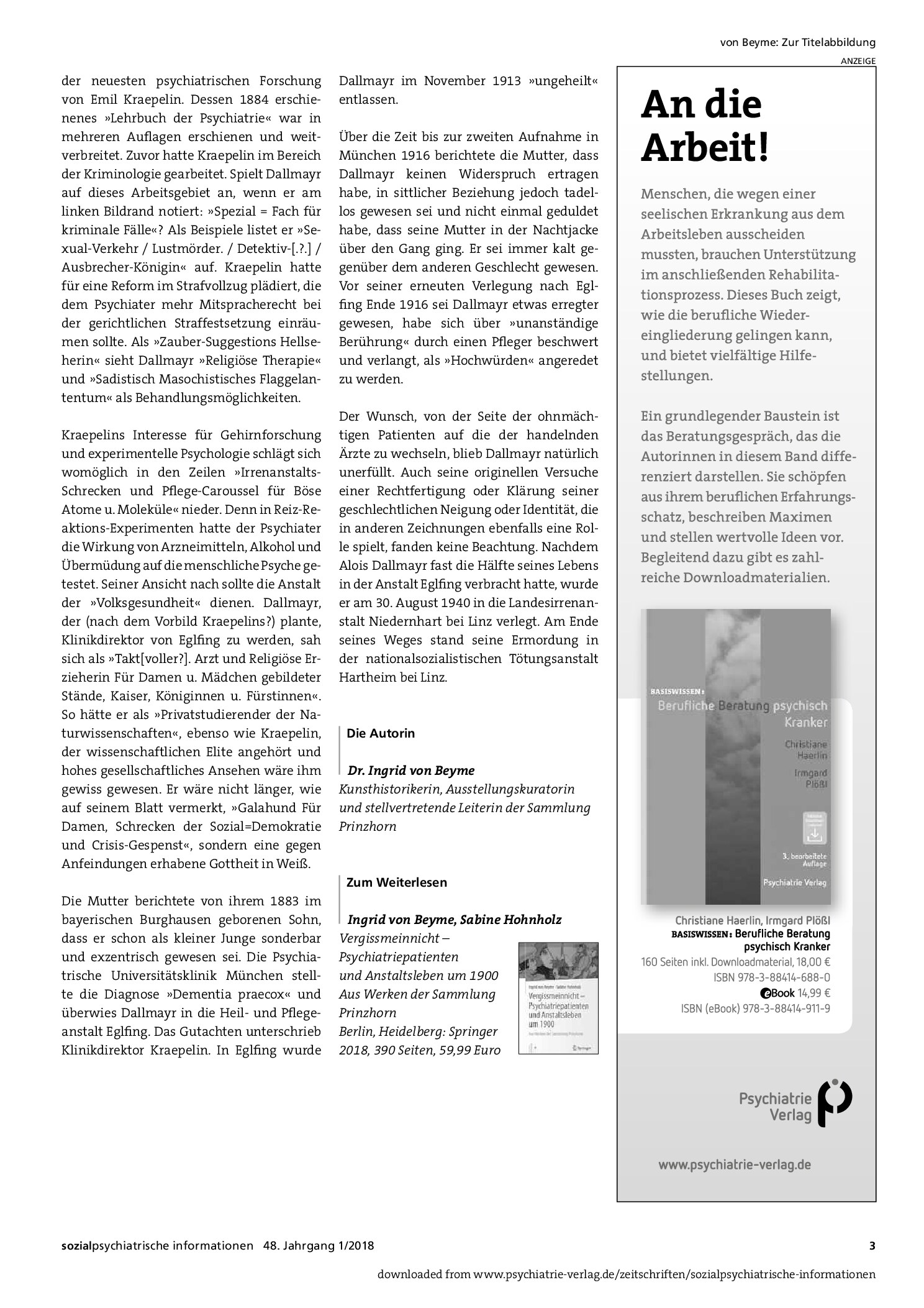 Vorschauseite 2: Zur Titelabbildung Alois Dallmayr als Ärztin