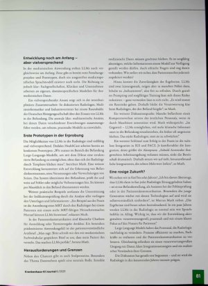 Vorschauseite 2: Gegenwart und Zukunft von Large-Language-Modellen in der Radiologie Wenn Maschinen Medizin sprechen