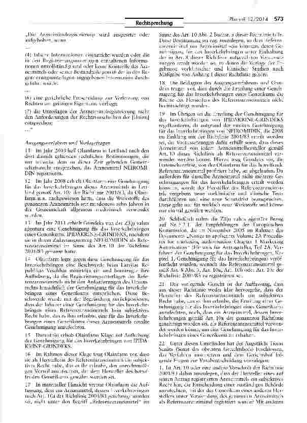 Vorschauseite 4: Begriff des Referenzarzneimittels im Sinne des Gemeinschaftskodexes für Humanarzneimittel RL 2001/83/EG Art. 8, 1, 8 II Buchst, a, 10a; EU-GRCharta Art. 47