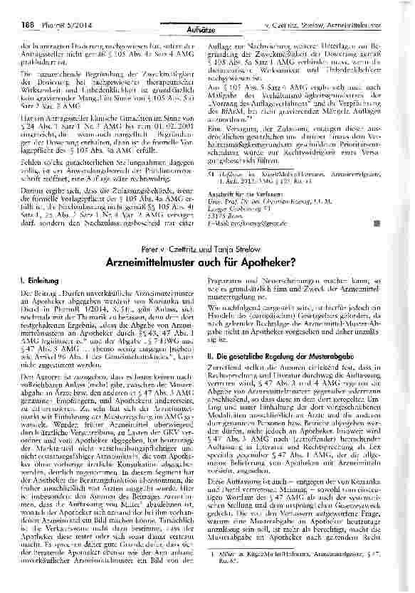 Vorschauseite 1: Arzneimittelmuster auch für Apotheker?