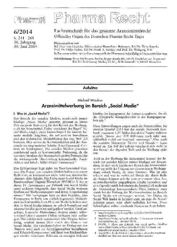 Vorschauseite 1: Arzneimittelwerbung im Bereich „Social Media