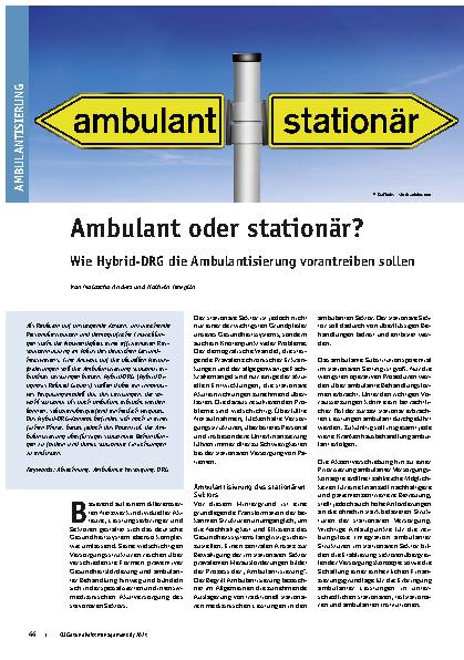 Vorschauseite 1: Ambulant oder stationär: Wie Hybrid-DRG die Ambulantisierung vorantreiben sollen