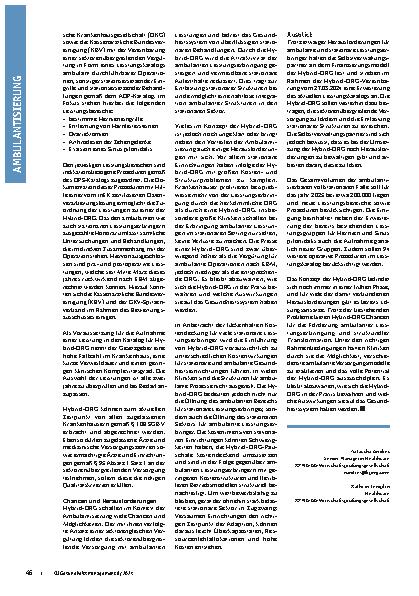 Vorschauseite 3: Ambulant oder stationär: Wie Hybrid-DRG die Ambulantisierung vorantreiben sollen