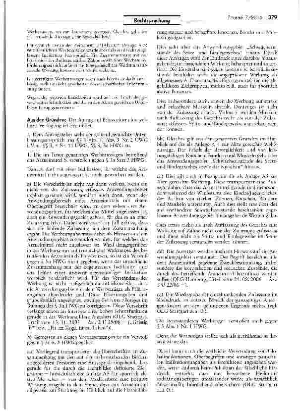 Vorschauseite 2: Unzulässige Arzneimittelwerbung mit nicht zugelassener Indikation