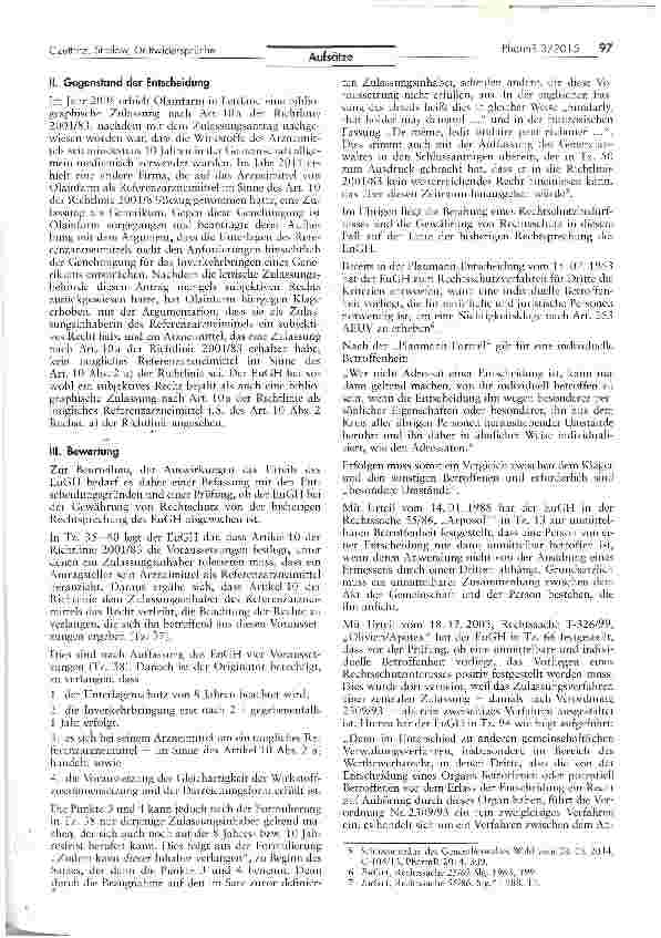 Vorschauseite 2: Konsequenzen des Urteils des EuGH vom 23. 10. 2014 (Rechtssache C-104/13) für die Bejahung eines subjektiven Rechts nach der VwGO im Fall von Drittwidersprüchen?