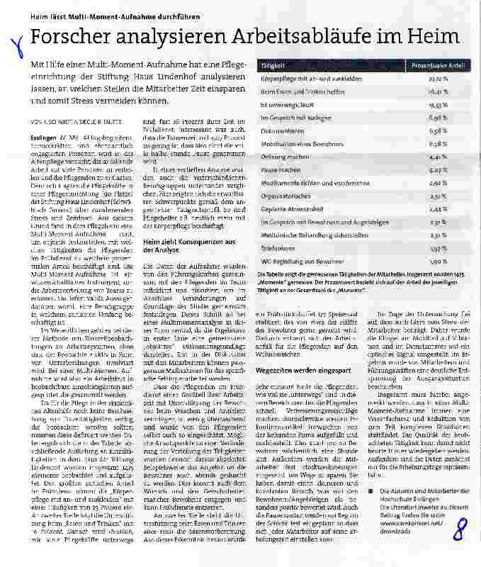 Vorschauseite 1: Forscher analysieren Arbeitsabläufe im Heim