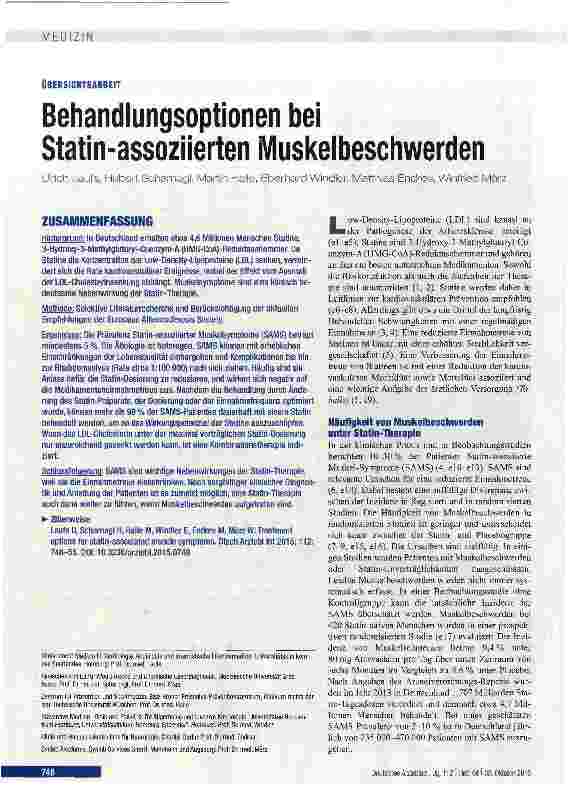 Vorschauseite 1: Behandlungsoptionen bei Statin-assoziierten Muskelbeschwerden