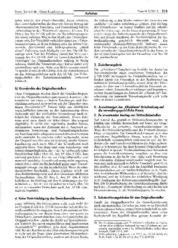 Vorschauseite 5: Die Drittanfechtung einer Generikazulassung durch den Originalhersteller nach der „Olainfarm-Entscheidung des Europäischen Gerichtshofs