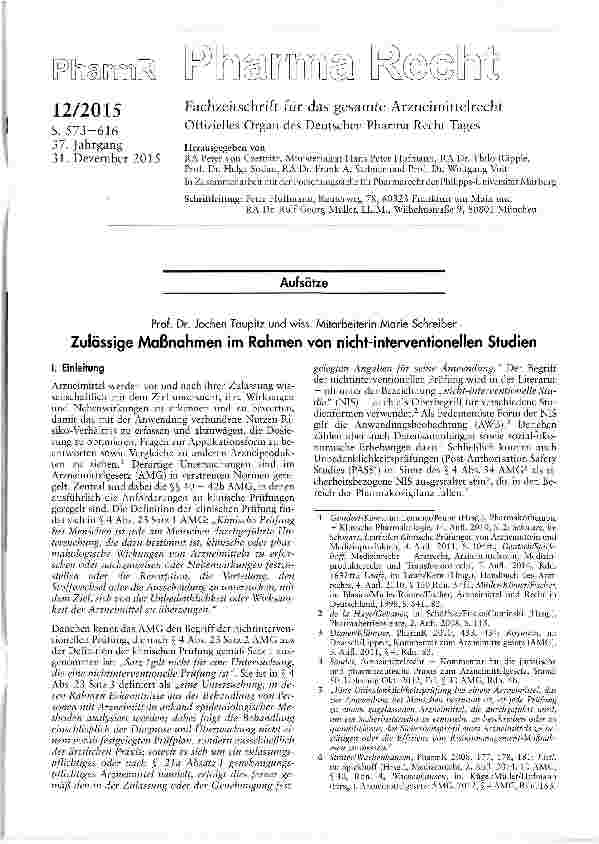 Vorschauseite 1: Zulässige Maßnahmen im Rahmen von nicht-interventionellen Studien