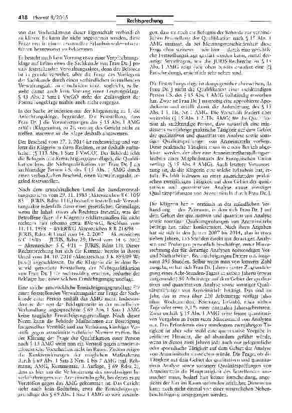 Vorschauseite 3: Zur Feststellung der Erfüllung der Voraussetzungen als sachkundige Person i.S. des AMG