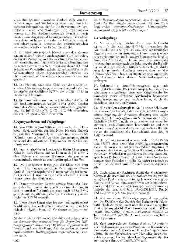 Vorschauseite 3: Gemeinschaftsrechtskonformität des Auskunftsanspruchs nach § 84a