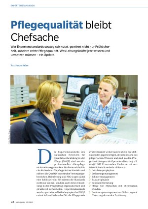 Vorschauseite 1: Pflegequalität bleibt Chefsache