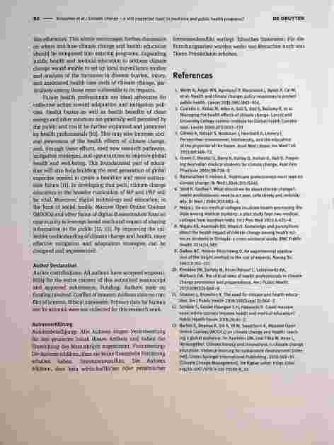 Vorschauseite 3: Klimawandel - ein noch immer vernachlässigtes Thema in Medizin und Public Health-Studiengängen?