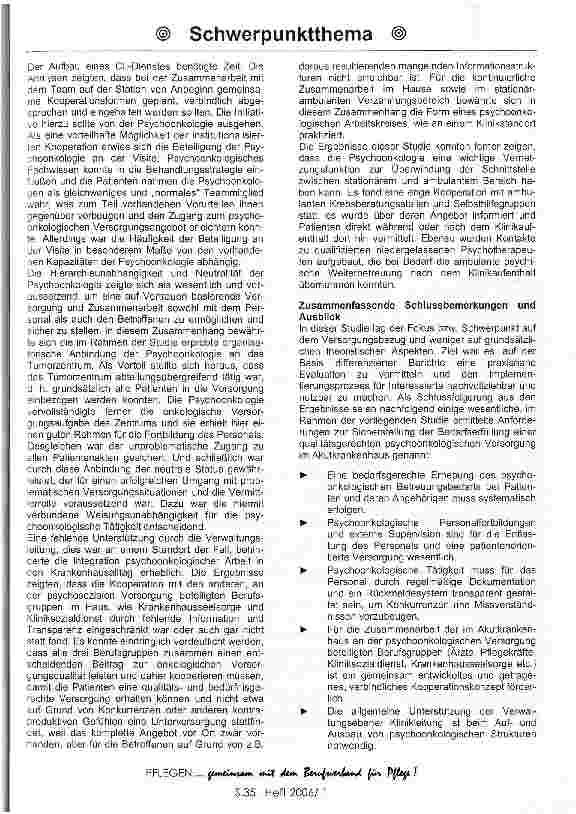 Vorschauseite 4: Psychoonkologie und Versorgungsqualität im AkutkrankenhausErgebnisse einer Evatuationsstudie im Land Brandenburg -