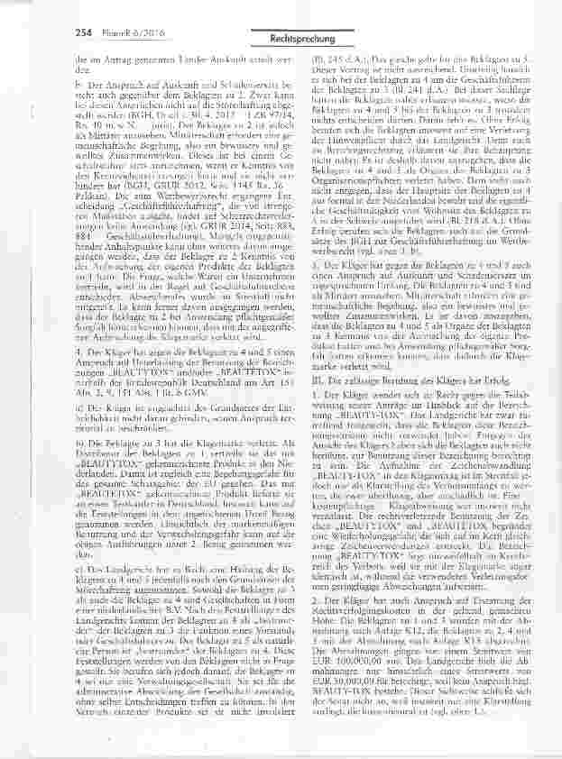 Vorschauseite 5: Verwechslungsgetahr zwischen „BEAUTY-TOX und „BEAUTETOX