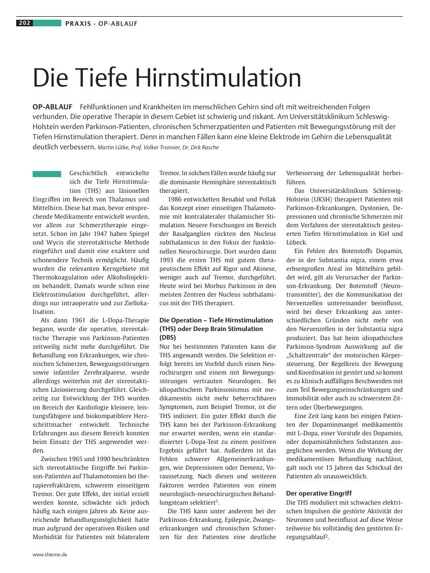 Vorschauseite 1: Die Tiefe Hirnstimulation