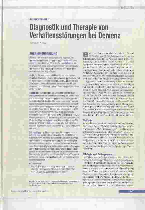 Vorschauseite 1: Diagnostik und Therapie von Verhaltensstörungen bei Demenz