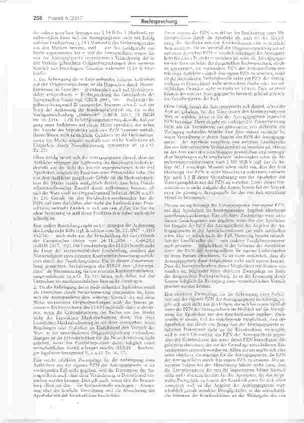 Vorschauseite 2: Markenrechtliche Erschöpfung bei Parallelimport von Medizinprodukten mit neuer PZN