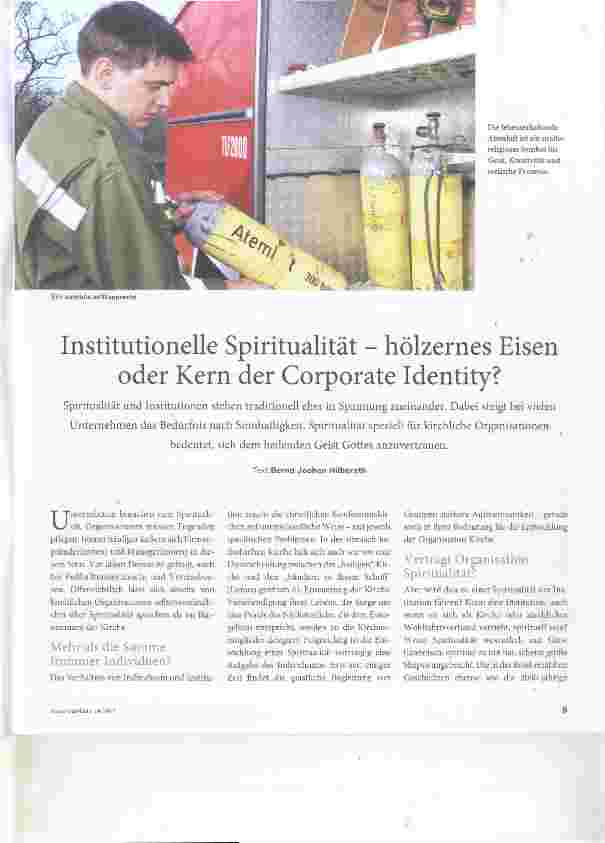 Vorschauseite 1: Institutionelle Spiritualität hölzernes Eisen oder Kern der Corporate Identity?