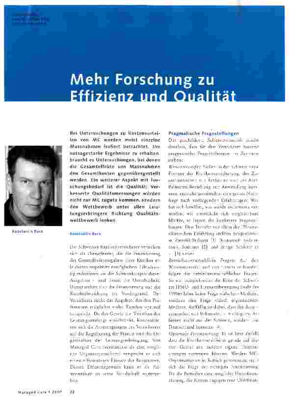 Vorschauseite 1: Mehr Forschung zu Effizienz und Qualität