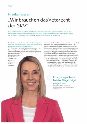 Vorschauseite 1: Krankenkassen „Wir brauchen das Vetorecht der GKV“
