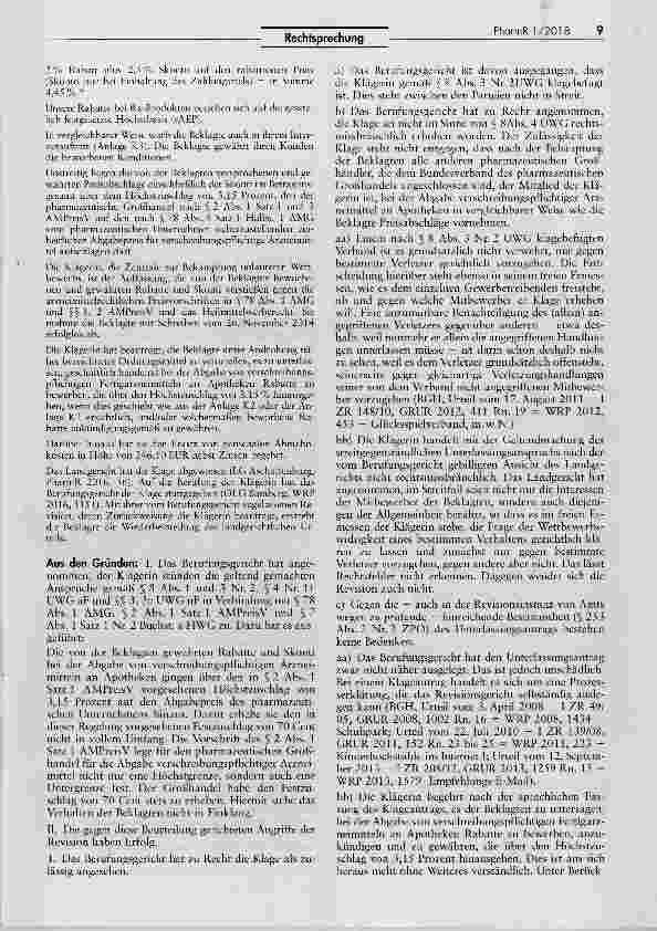 Vorschauseite 2: Rabatte und Skonti im pharmazeutischen Großhandel bei Abgabe verschreibungspflichtiger Arzneimittel an Apotheken zulässig