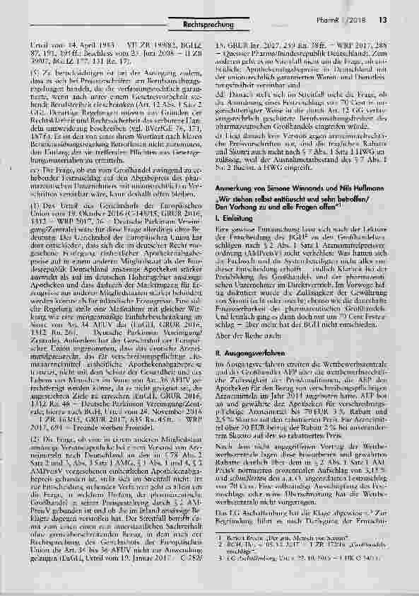 Vorschauseite 6: Rabatte und Skonti im pharmazeutischen Großhandel bei Abgabe verschreibungspflichtiger Arzneimittel an Apotheken zulässig