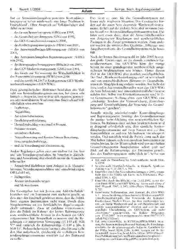 Vorschauseite 2: Zwischen den Gesundheitsreformen - Kartellrechtlicher Regulierungsbedarf aus Sicht der forschenden Arzneimittelhersteller