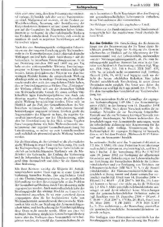 Vorschauseite 2: Zur Abgrenzung Arzneimittel/ Nahrungsergänzungsmittel (Weihrauchextrakt)