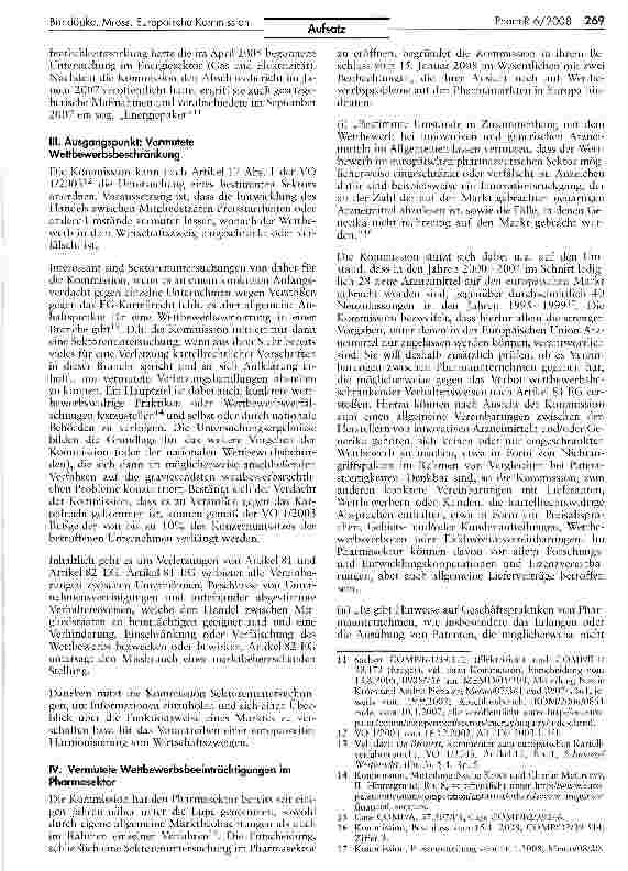 Vorschauseite 2: Die Sektorenuntersuchung der Europäischen Kommission im Pharmasektor — ihre praktische Bedeutung