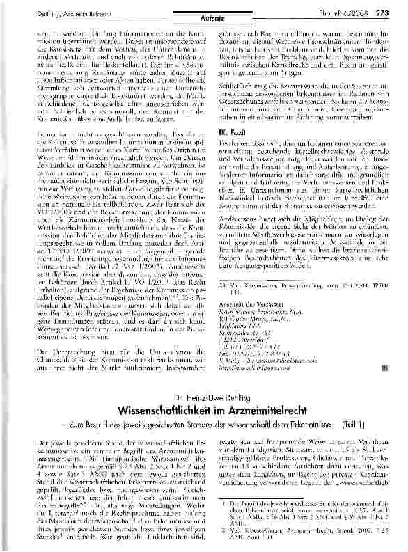 Vorschauseite 6: Die Sektorenuntersuchung der Europäischen Kommission im Pharmasektor — ihre praktische Bedeutung