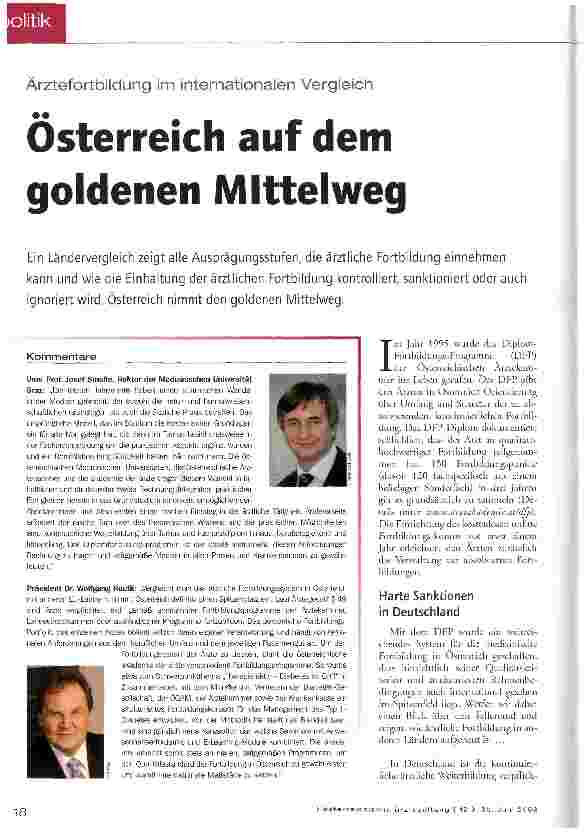 Vorschauseite 1: Österreich auf dem goldenen Mittelweg