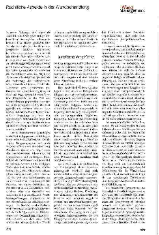 Vorschauseite 2: Medizinische Notwendigkeit und juristische Ansprüche bei der Wundversorgung, speziell des Debridements
