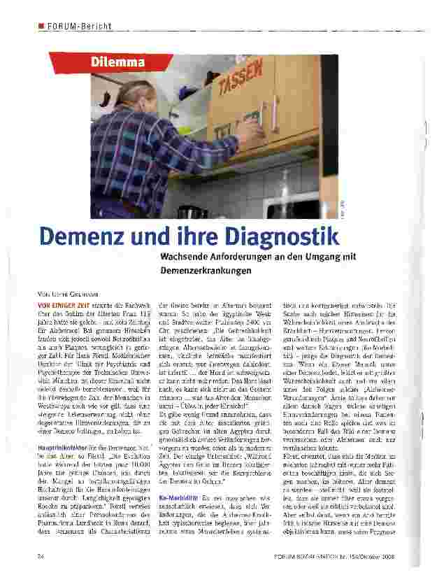 Vorschauseite 1: Demenz und ihre DiagnostikWachsende Anforderungen an den Umgang mit Demenzerkrankungen