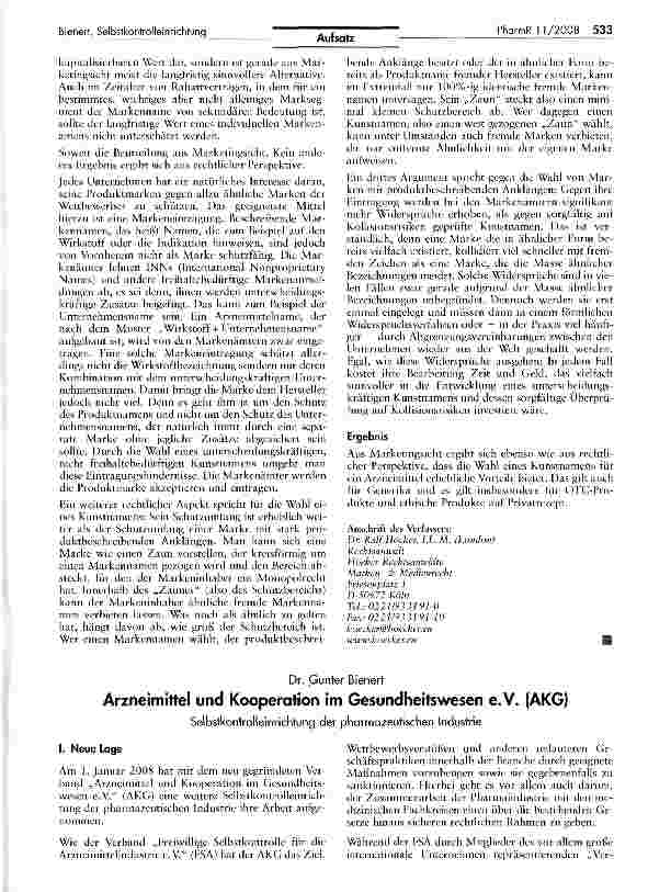 Vorschauseite 1: Arzneimittel und Kooperation im Gesundheitswesen e.V. (AKG)