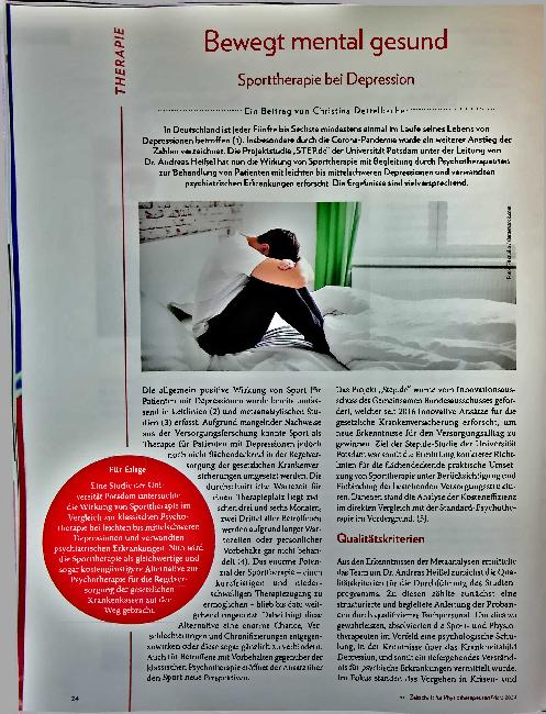 Vorschauseite 1: Bewegt mental gesund: Sporttherapie bei Depression